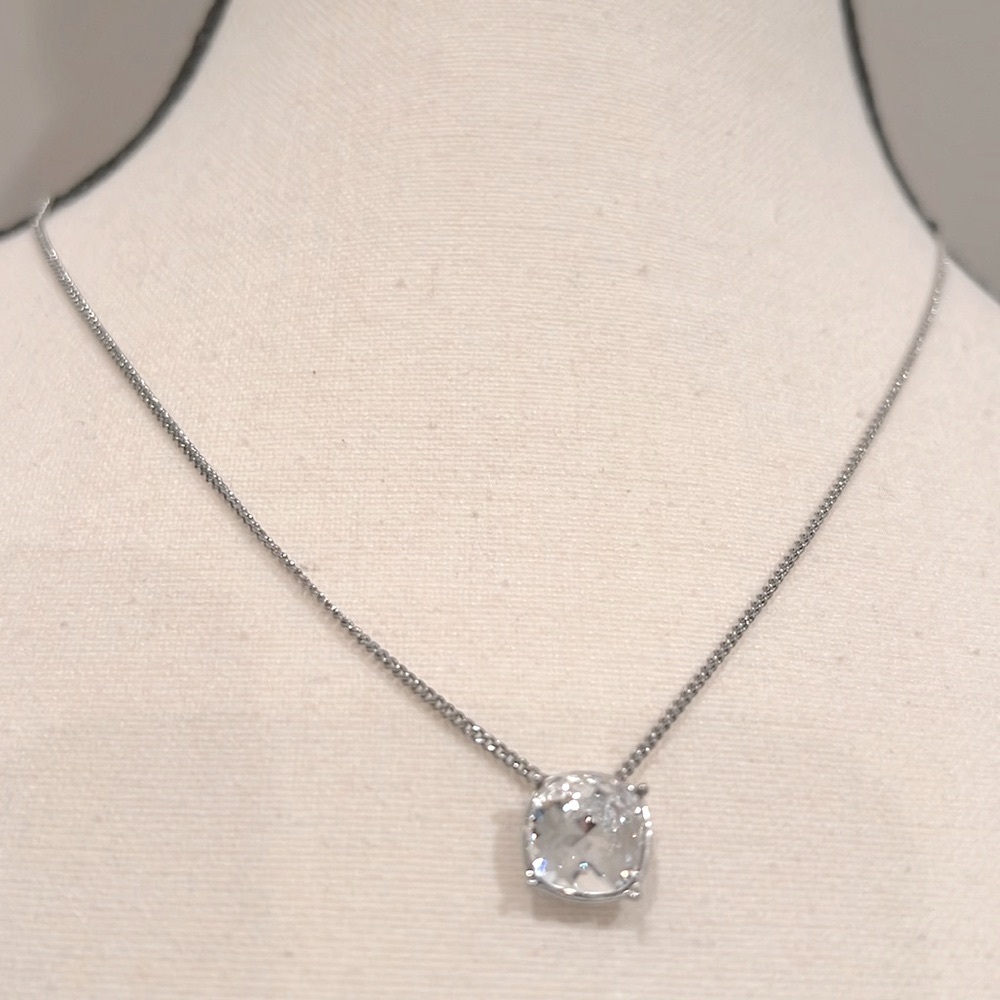 Authentic Givenchy Crystal Stone Pendant Necklace in Silver-Tone Chain
